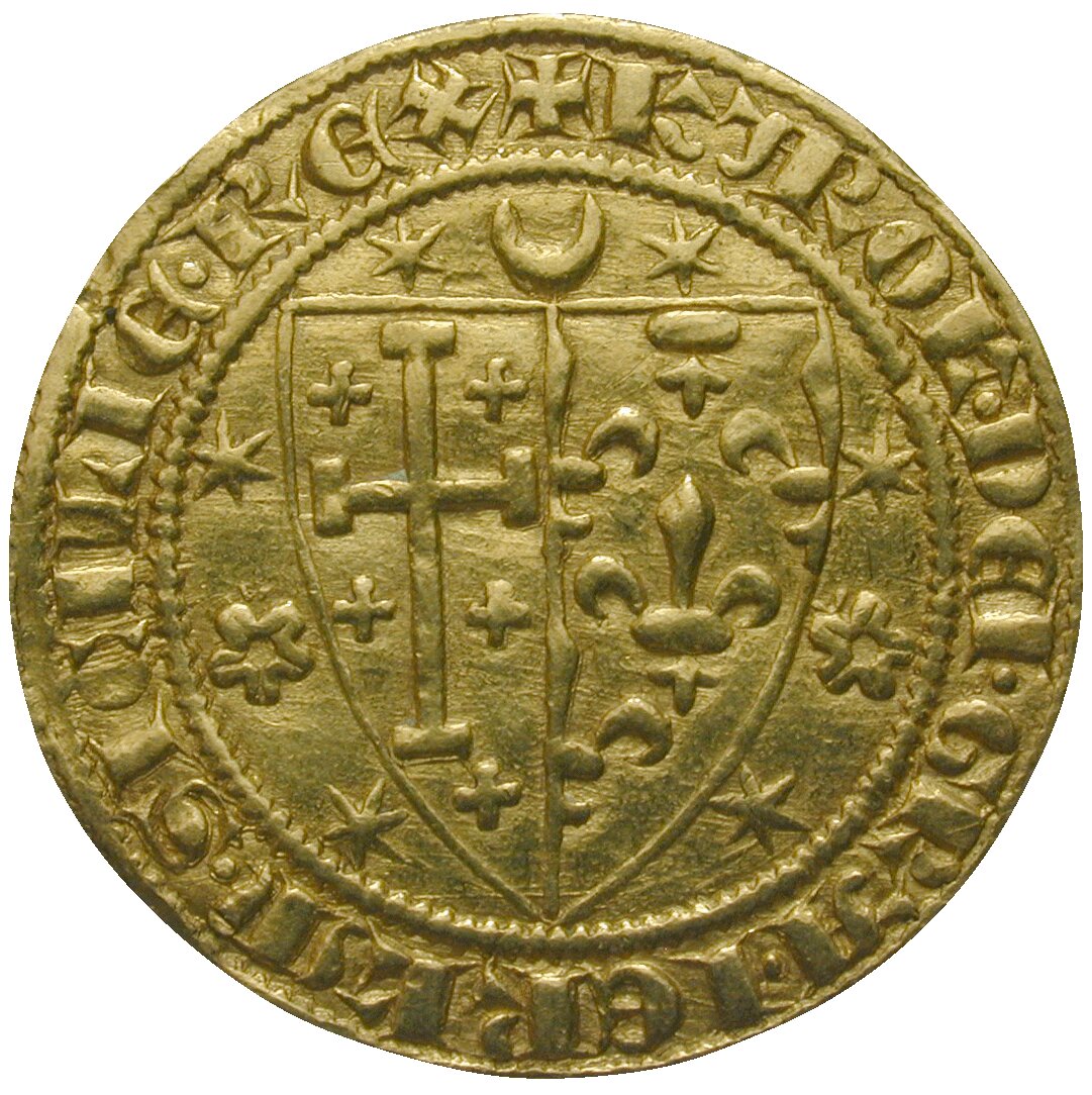 Fig. 2 - Salut d’or of the Kingdom of Naples, King Charles of Anjou (1277-1278), Zurich, Money Museum, © Money Museum.